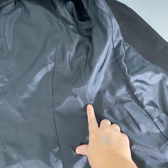 Liz Claiborne Womens Blazer Size 12 Petite Black Notch Lapel 100% Cotton Career - Picture 7 of 11